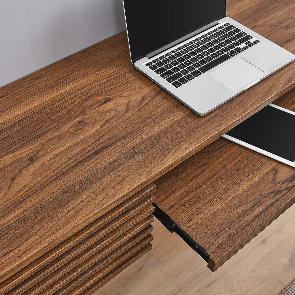 Wall Mount Wood Office Desk in Walnut T453