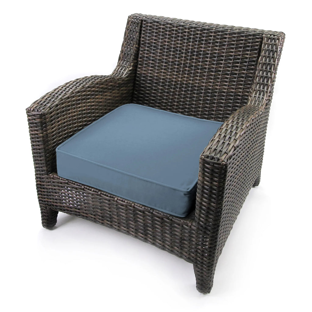 Sunbrella Denim Blue Rectangular Outdoor Deep Seat Chair Cushion with Ties and Welt K9847