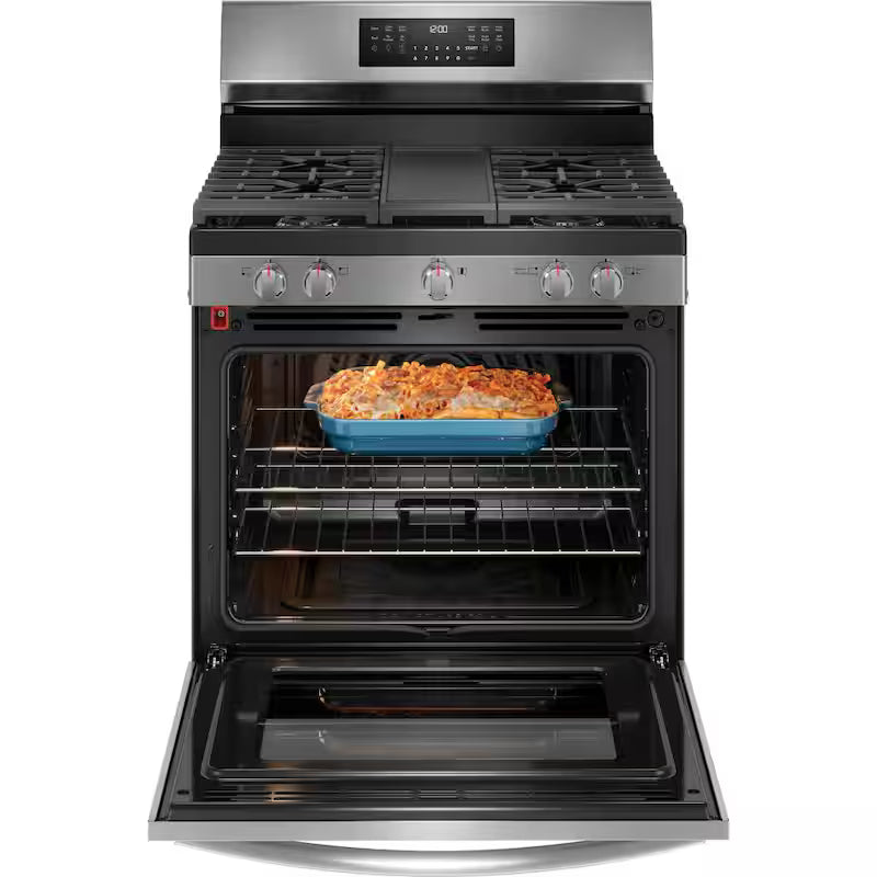 30 in. 5 Burner Freestanding Gas Range in Stainless Steel with True Convection and Air Fry Q84898