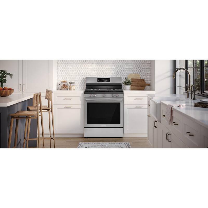 30 in. 5 Burner Freestanding Gas Range in Stainless Steel with True Convection and Air Fry Q84898