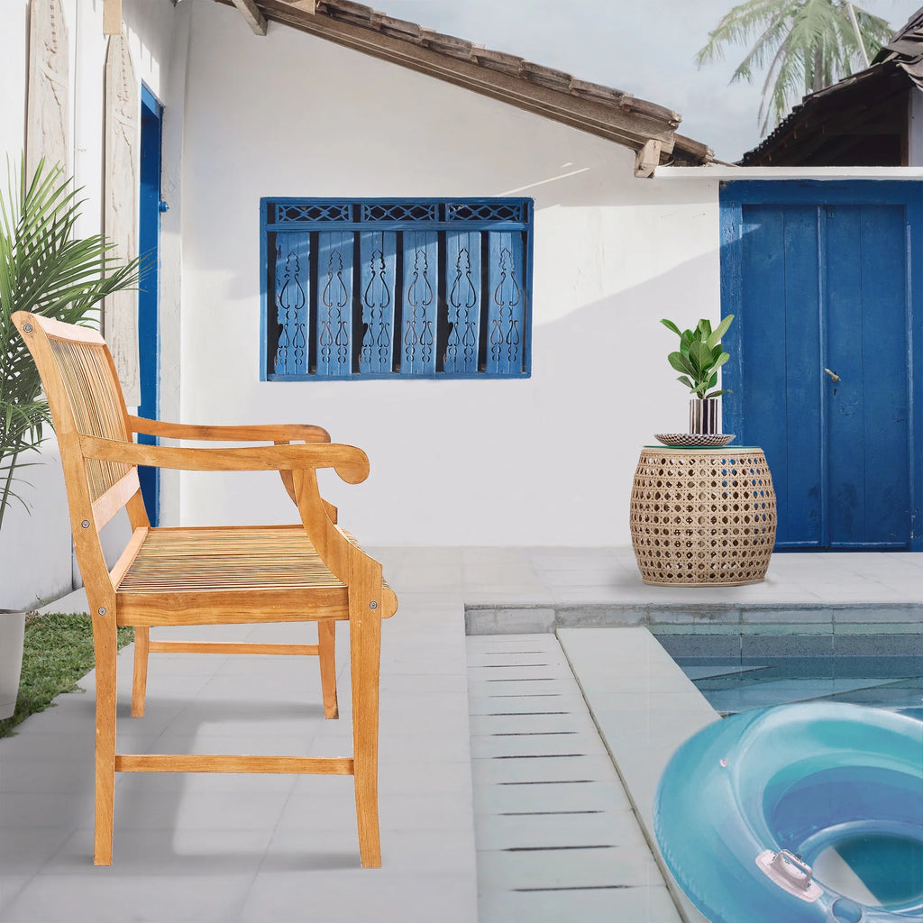 Teak Wood Outdoor Bench with Arms X3624