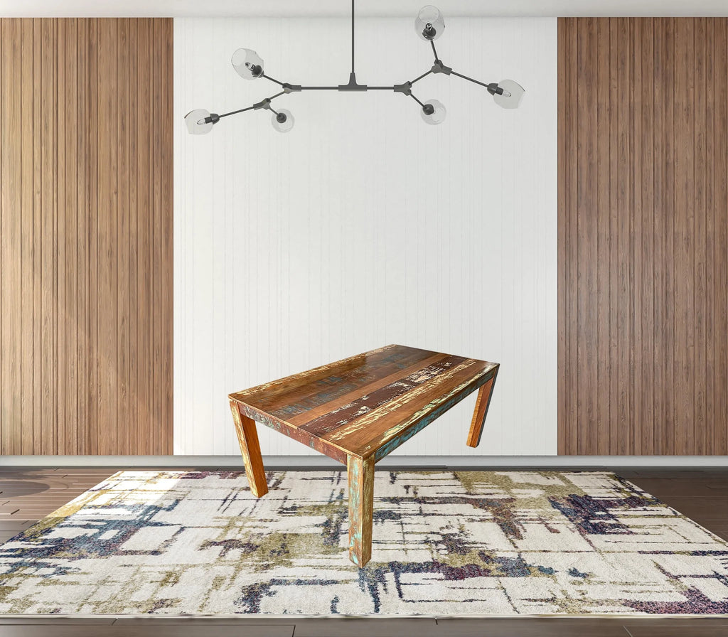Brown Distressed Solid Wood Rectangular Dining Table I748511