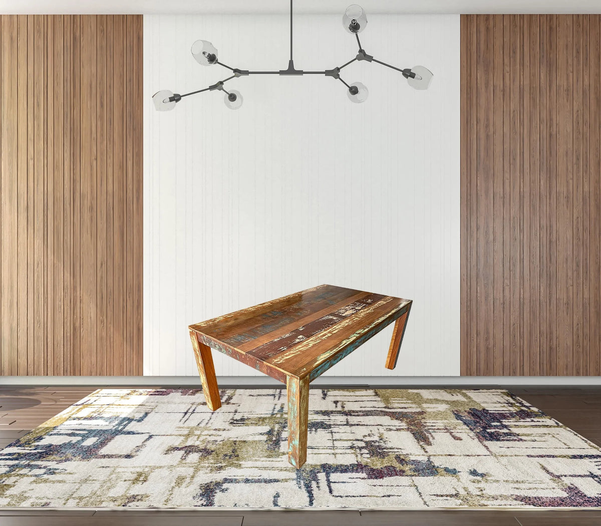 Brown Distressed Solid Wood Rectangular Dining Table I748511