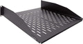2U 19-Inch Vented Rack Mount Cantilever Fixed Server Cabinet Shelf 18-Inches Deep Black Pack of 2 M380375