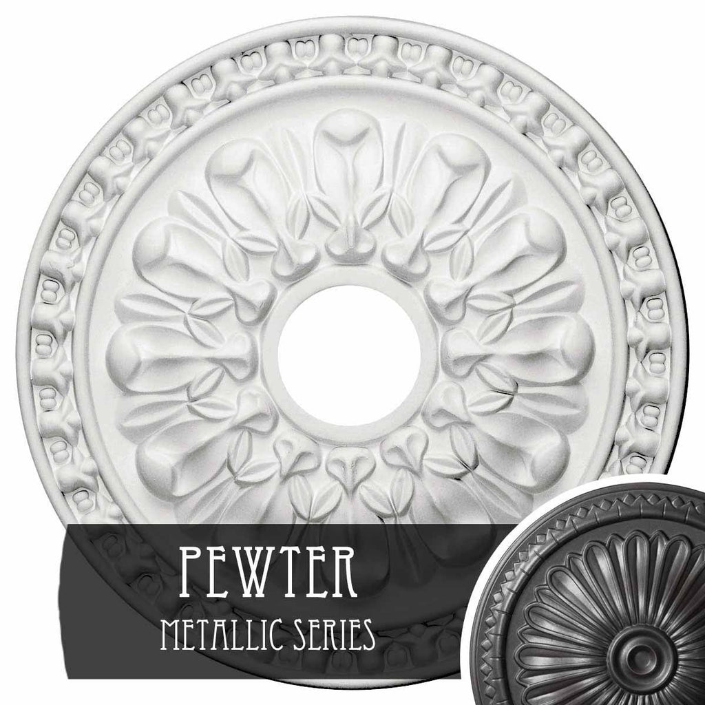 18x22OD x 3 1/2x22ID x 1 3/8x22P Hand-Painted Pewter Ceiling Medallion G820499