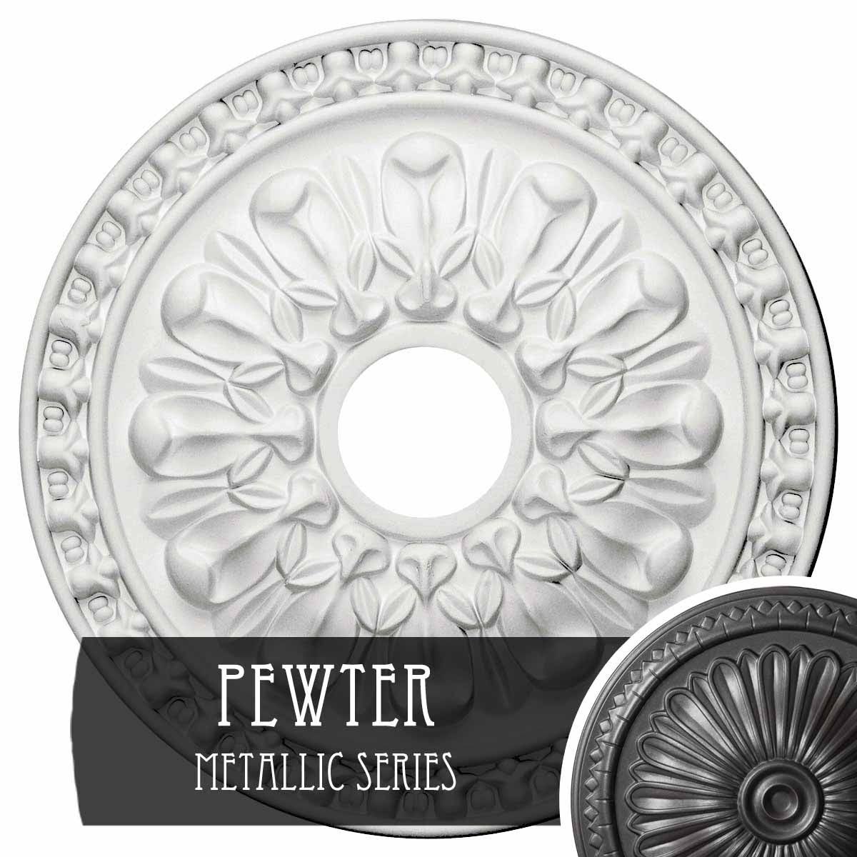 18x22OD x 3 1/2x22ID x 1 3/8x22P Hand-Painted Pewter Ceiling Medallion G820499