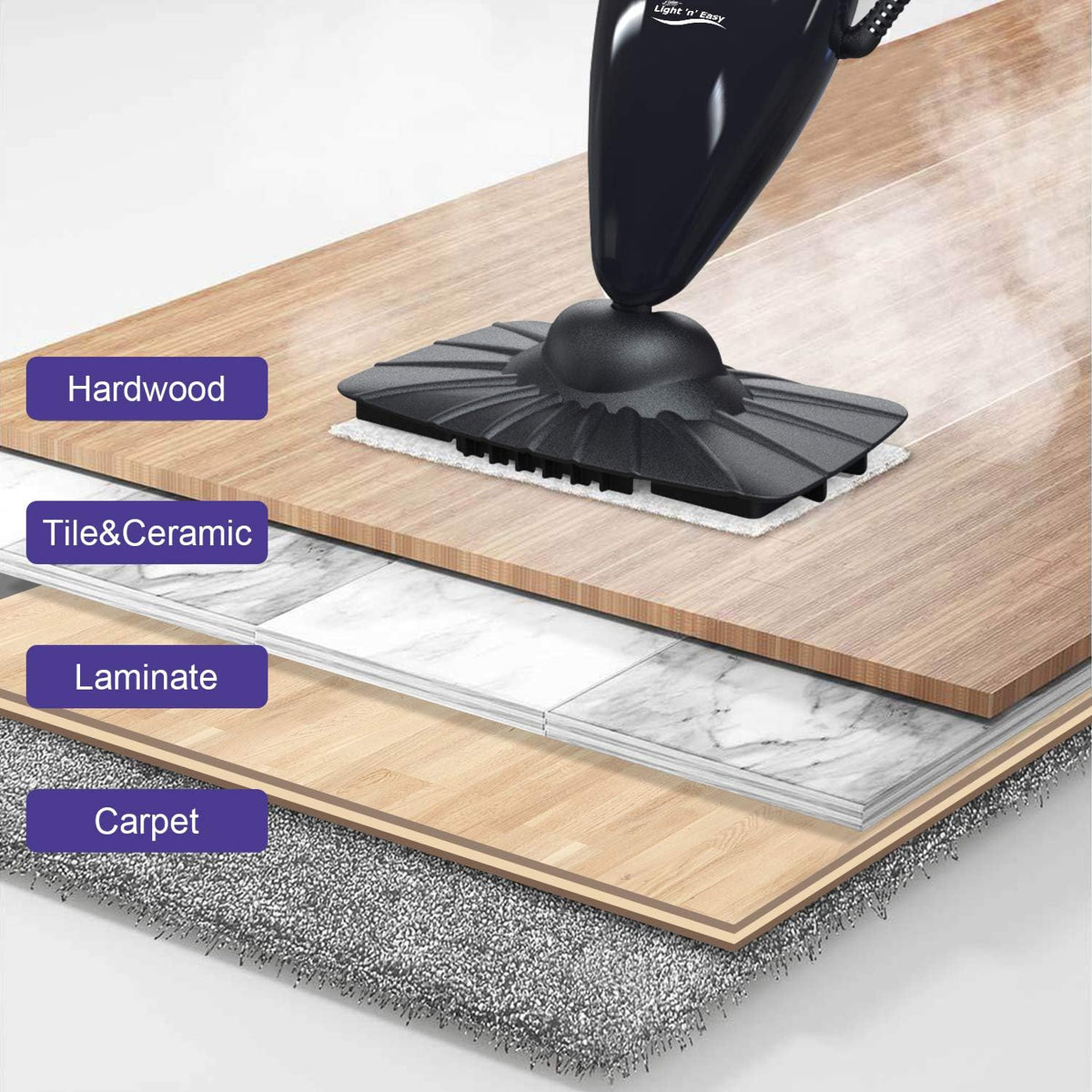Steam Mop, Ultra-Lightweight, Black N660
