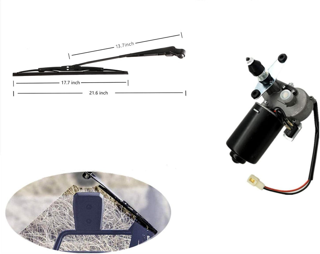 12V Universal Electric Windshield Wiper Motor Kit for UTV ATV Hard Coated Or Glass Windshields, 110° Sweep, 13.7" Arm, 17.7" Blade Pack of 2 C5890