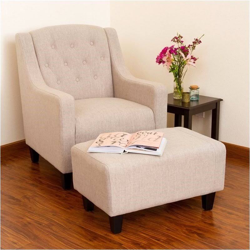 Beige Arm Chair and Ottoman T890776
