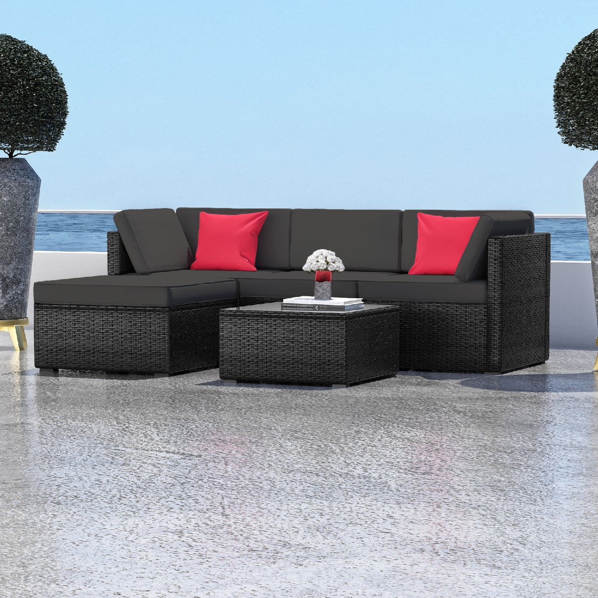 5-Piece Wicker Outdoor Patio Furniture Set C757666