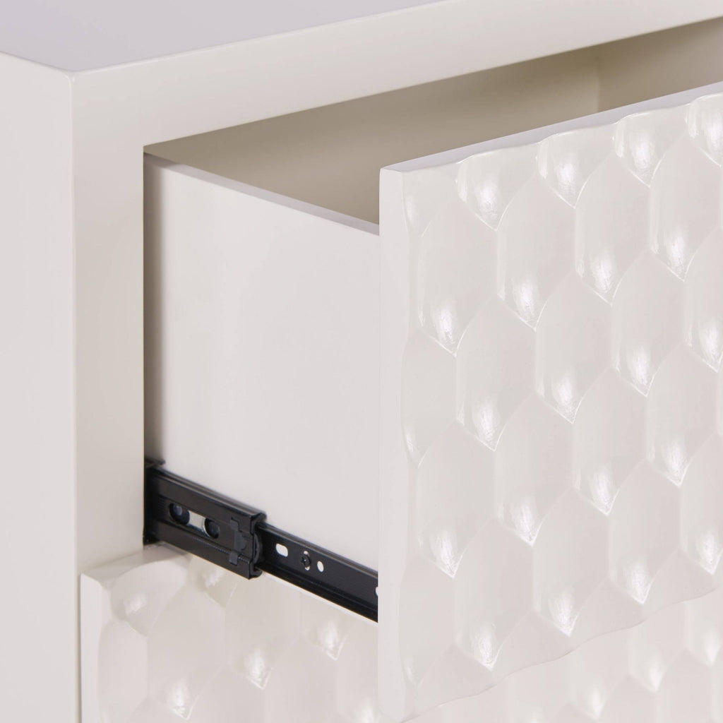 White 1-Drawer Geometric Small Cabinet D270
