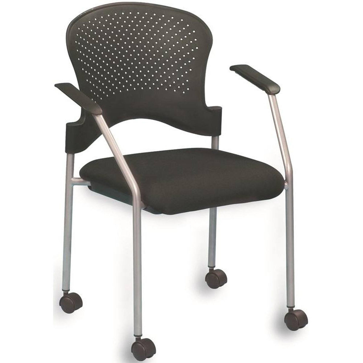Black Grey Side Chair with Casters D77757