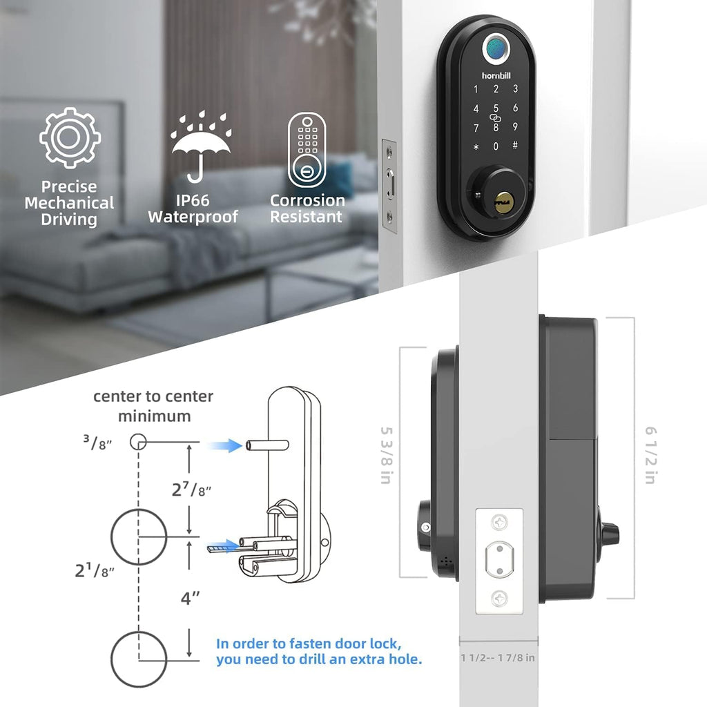 Smart Lock Fingerprint Deadbolt with Touchscreen Keypad, Bluetooth ekeys, Auto Lock Keyless Entry Door Lock W167