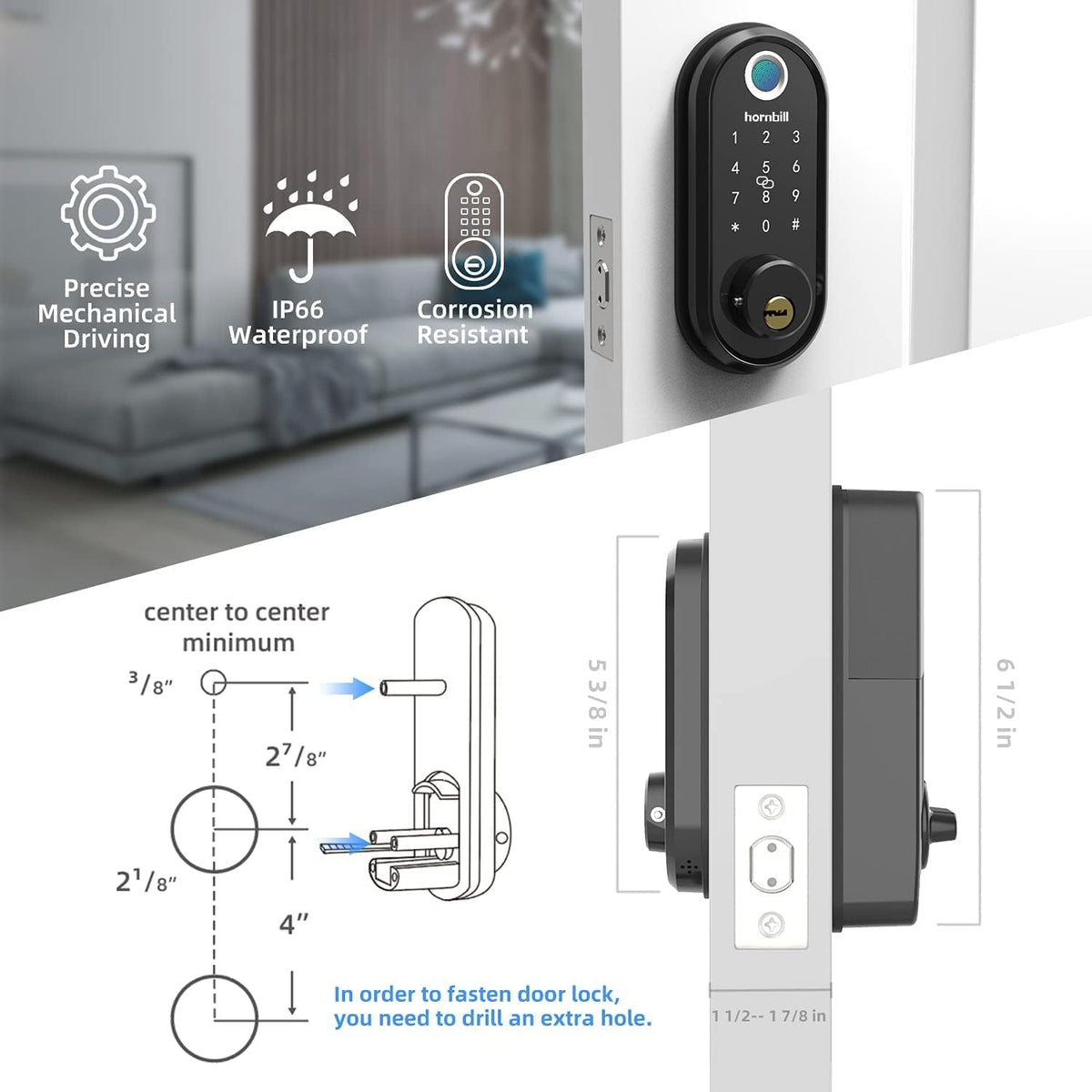 Smart Lock Fingerprint Deadbolt with Touchscreen Keypad, Bluetooth ekeys, Auto Lock Keyless Entry Door Lock W167