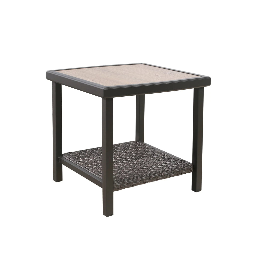 Brown 2-Tier Wicker Side Table T2592