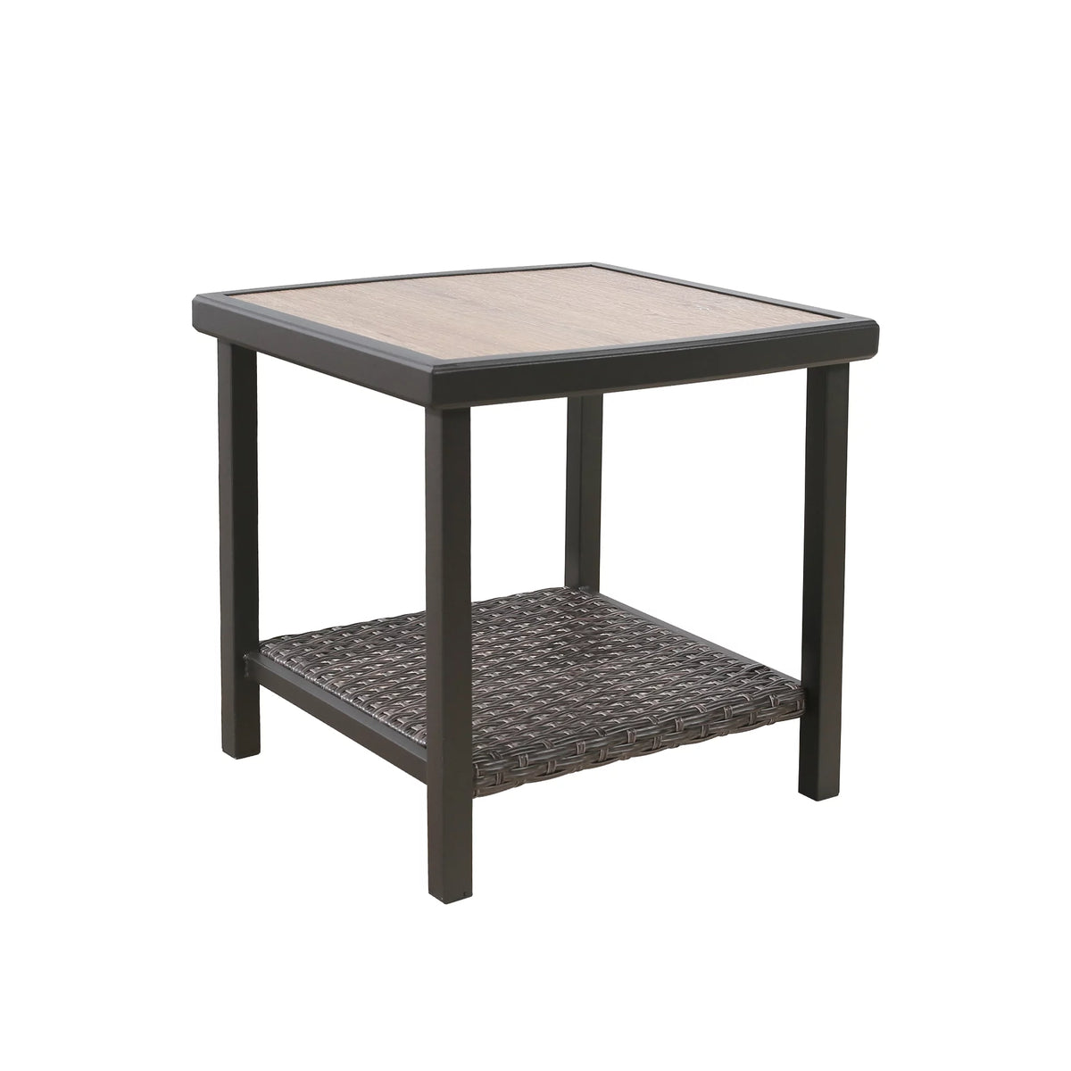 Brown 2-Tier Wicker Side Table T2592