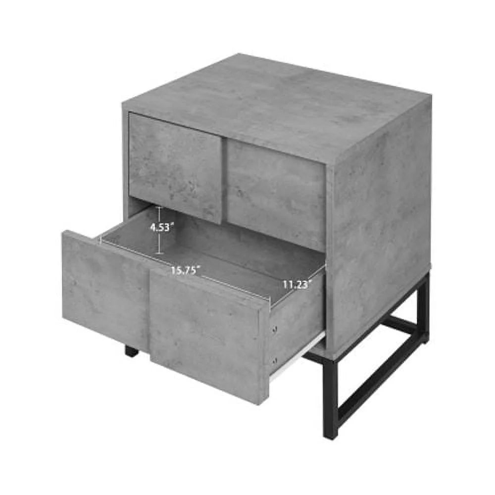 Gray 2 Drawer Wooden Storage Cabinet M6669