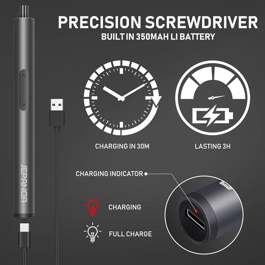 Mini Electric Screwdriver Set, 76 in 1 Cordless with 60 Magnetic Bits, Rechargeable, Pack of 2 A29602