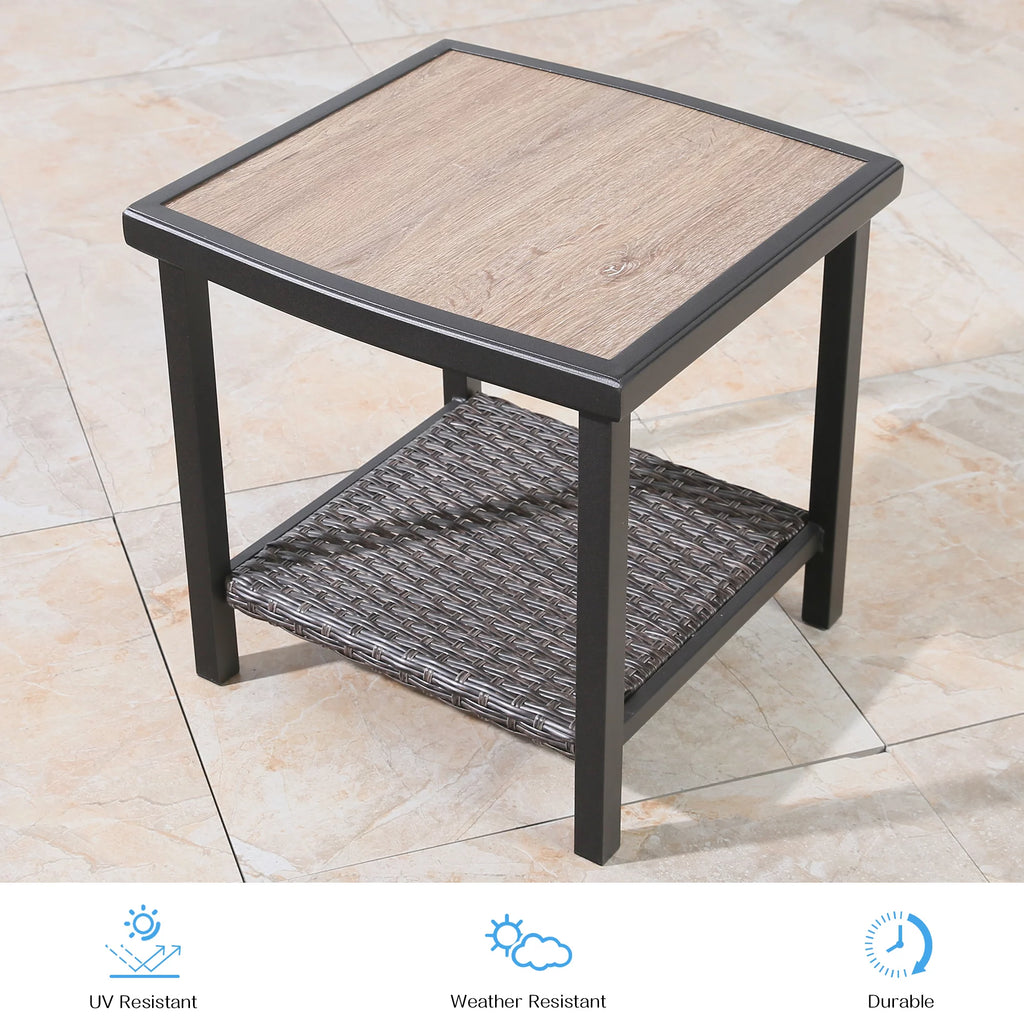Brown 2-Tier Wicker Side Table T2592