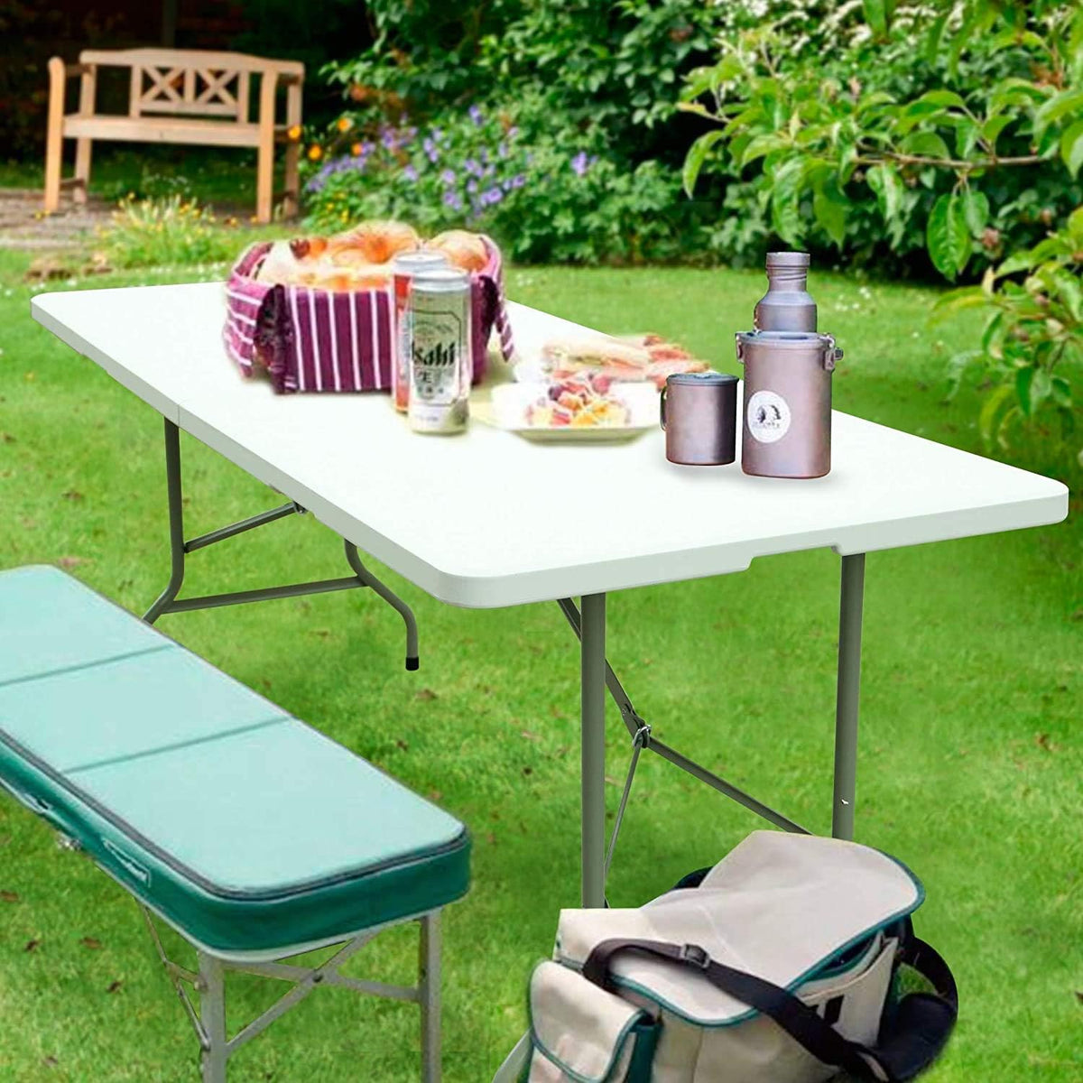 White 6 Ft Heavy Duty Folding Plastic Dining Table R932