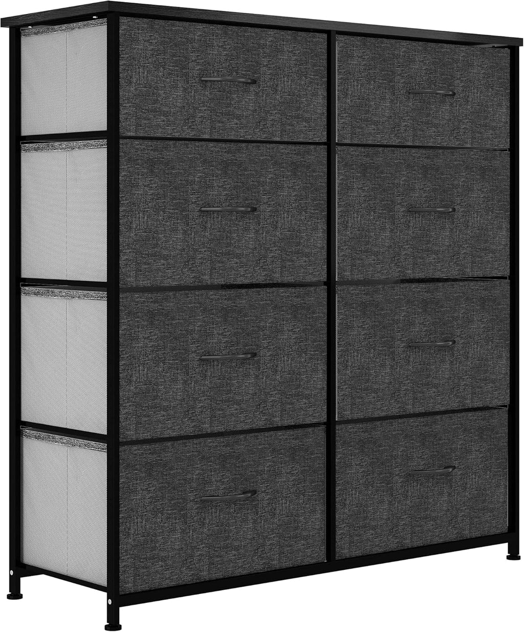 Charcoal 8 Drawer Fabric Dresser with Steel Frame and Wooden Top E467