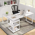 55 inch L-Shaped Corner Computer Desk with Shelves D75355