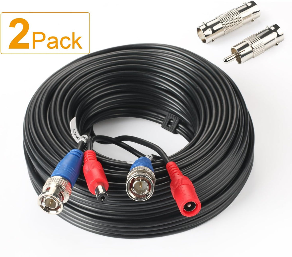 2Pack 50Feet BNC Video Power Cable for CCTV Security System with Connectors U4961