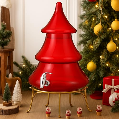 2.1 Gallons Glass Christmas Drink Dispenser with Spigot Z6879