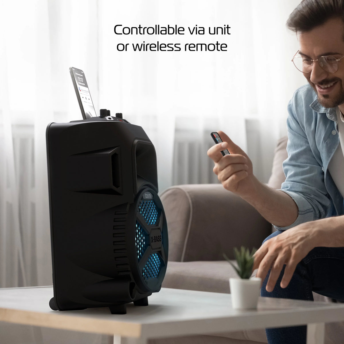 Rechargeable Bluetooth Speaker with 8in. Subwoofer and Microphone L197925