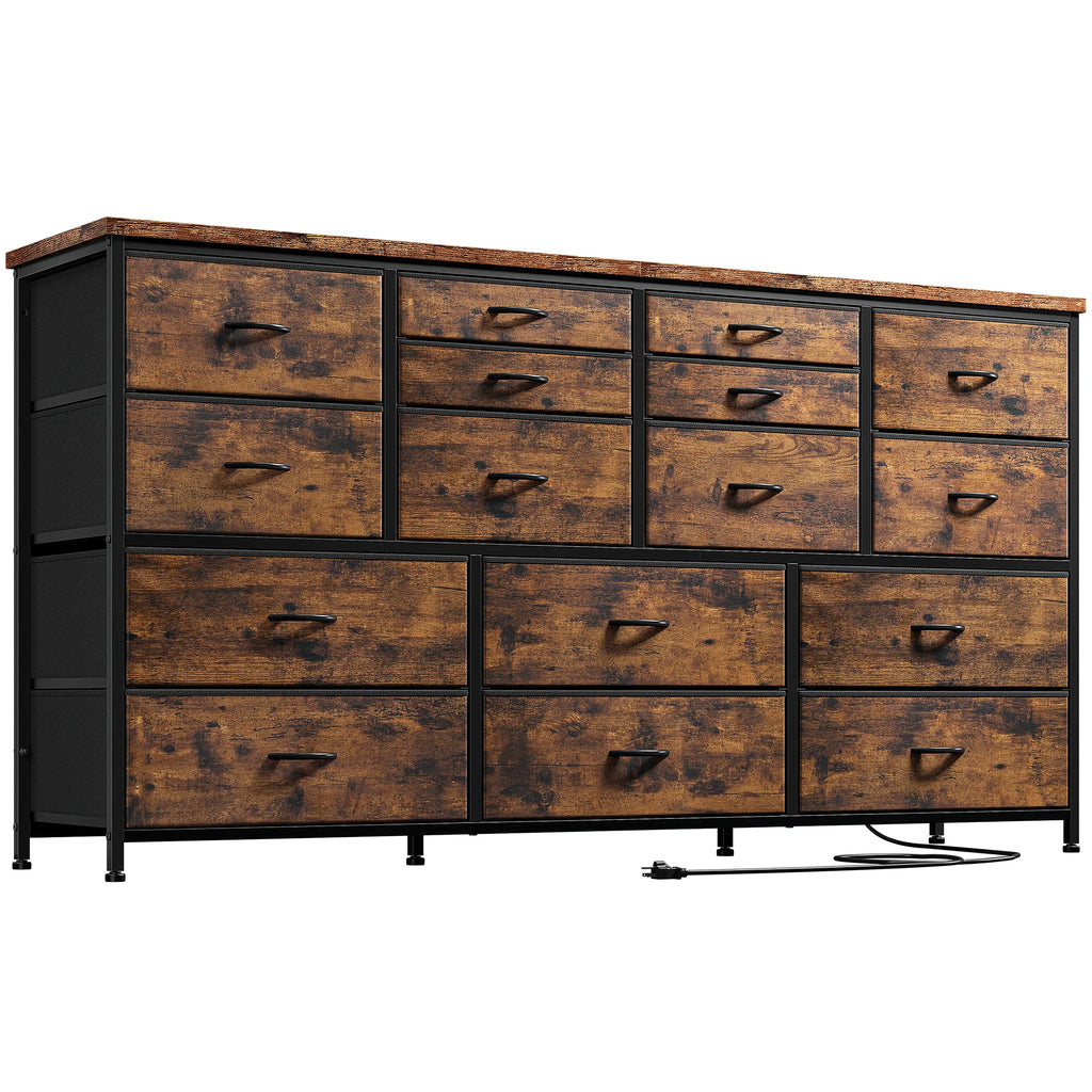 White 16 Drawer Dresser with Power Outlet D7171
