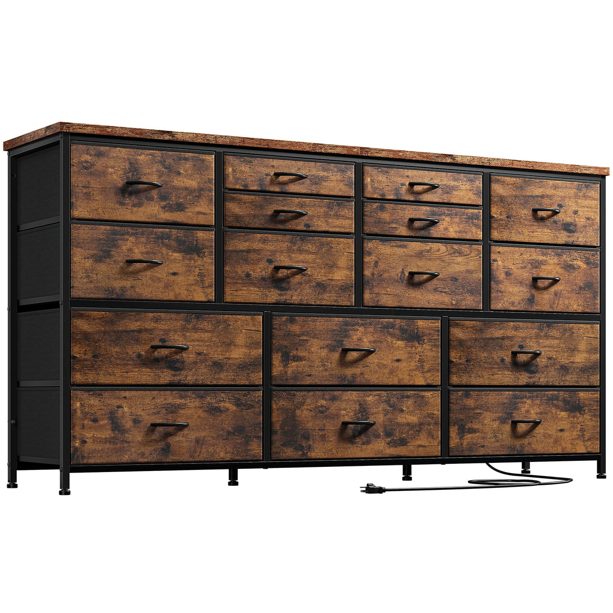 White 16 Drawer Dresser with Power Outlet D7171