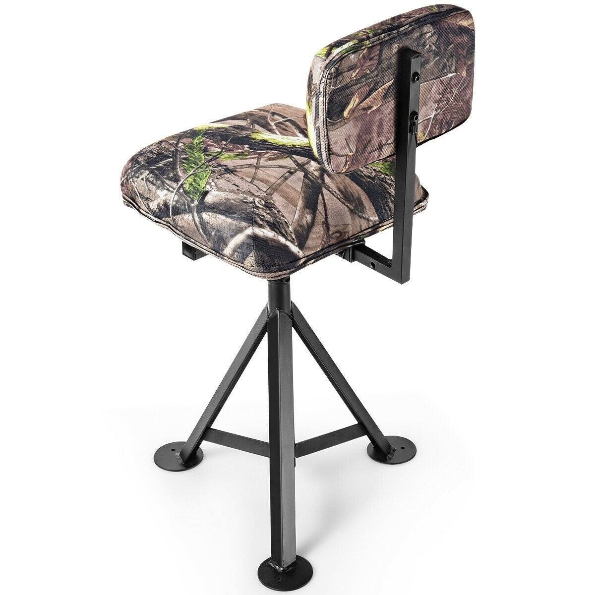Camouflage Swivel Hunting Tripod Blind Stool with Detachable Backrest G123911