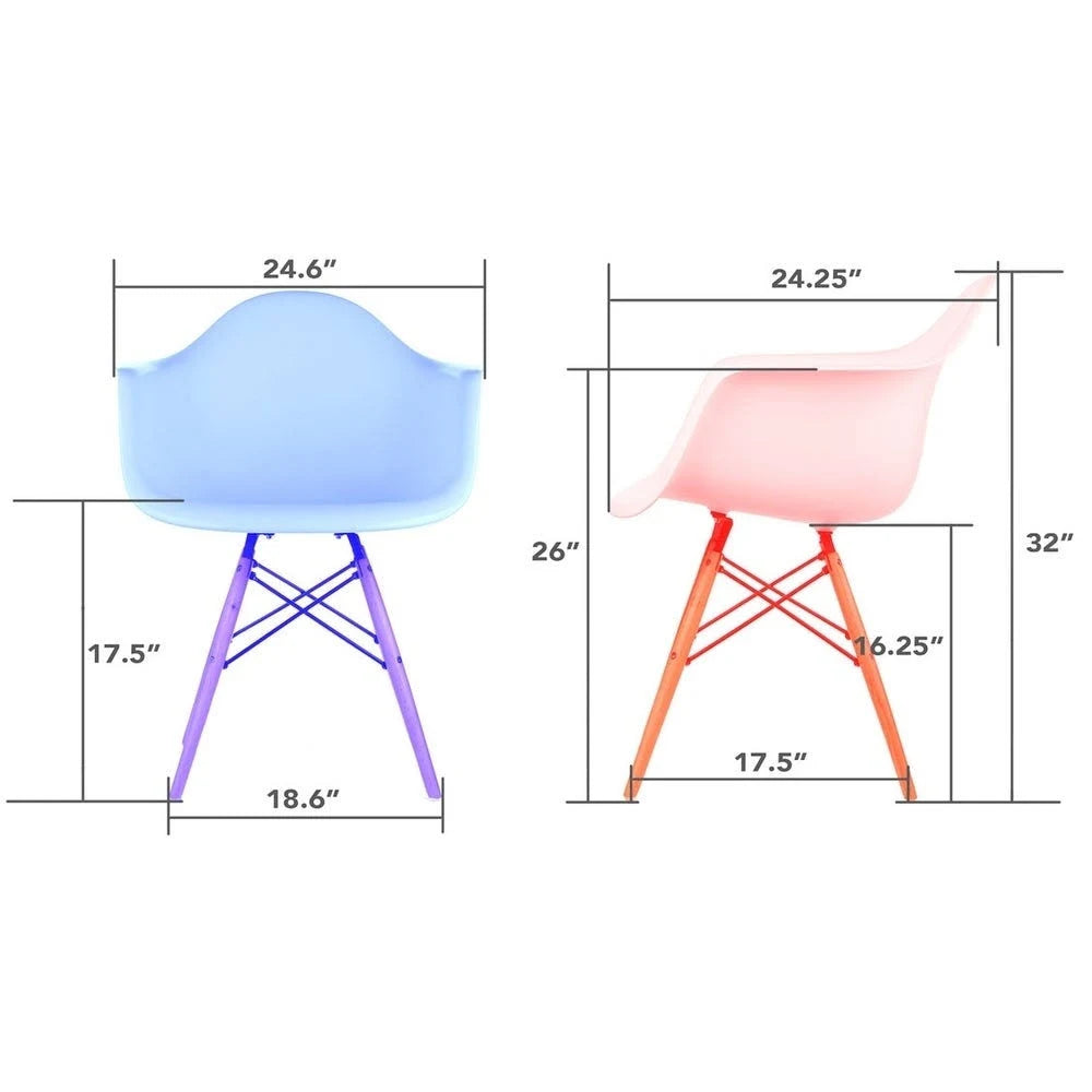 Light Yellow Molded Plastic Dining Arm Chair with Black Wood Legs K905