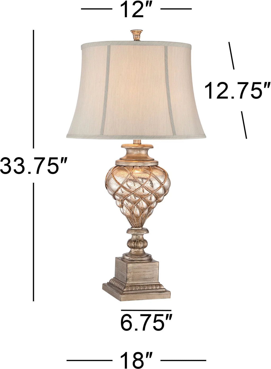 Traditional Table Lamp with Nightlight LED Off White Mist Fabric Bell Shade W799