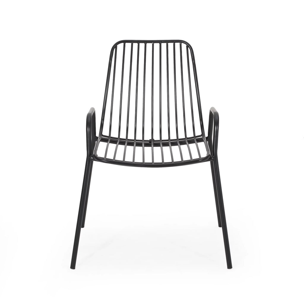 Black Metal Outdoor Club Chairs, Set of 2 U3259