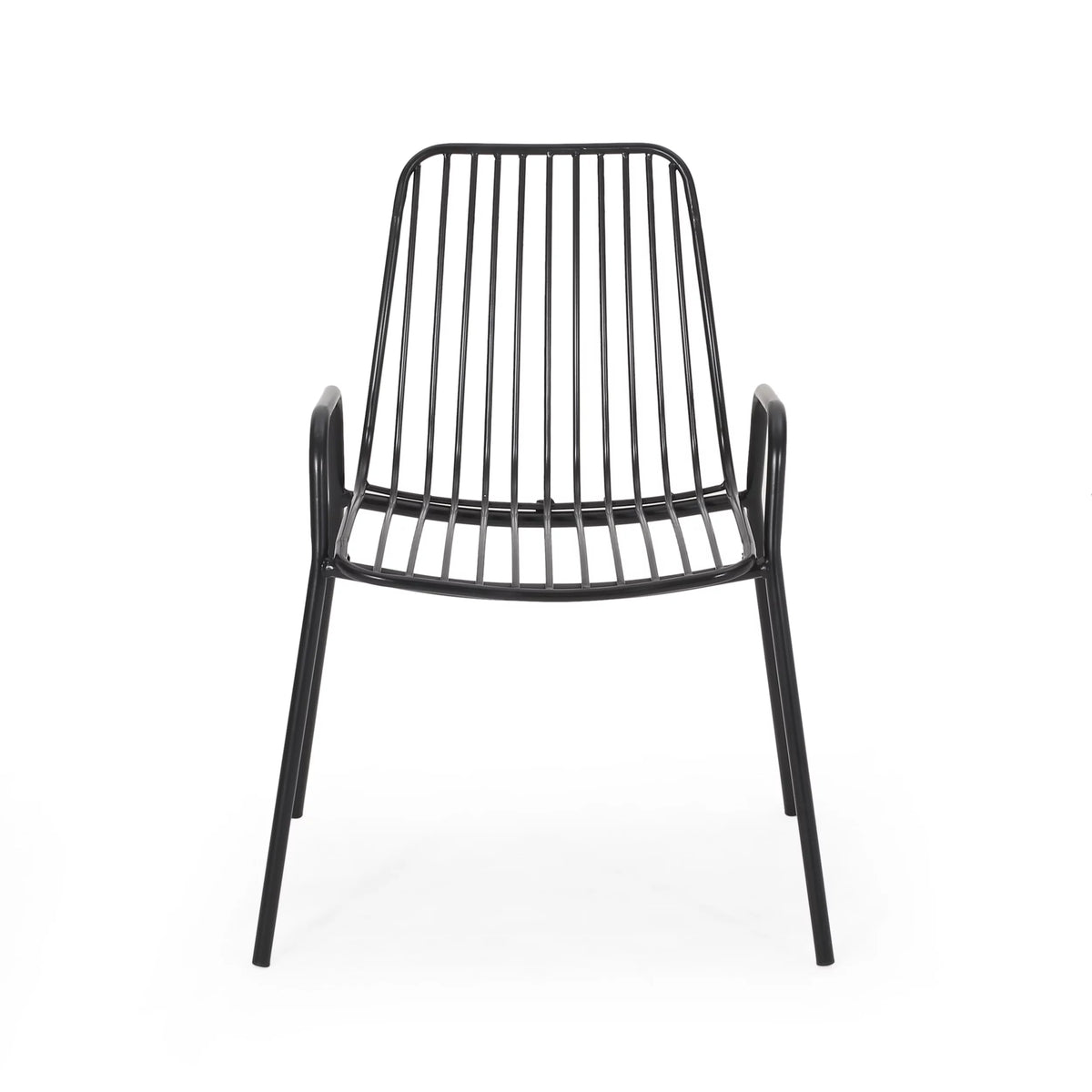 Black Metal Outdoor Club Chairs, Set of 2 U3259