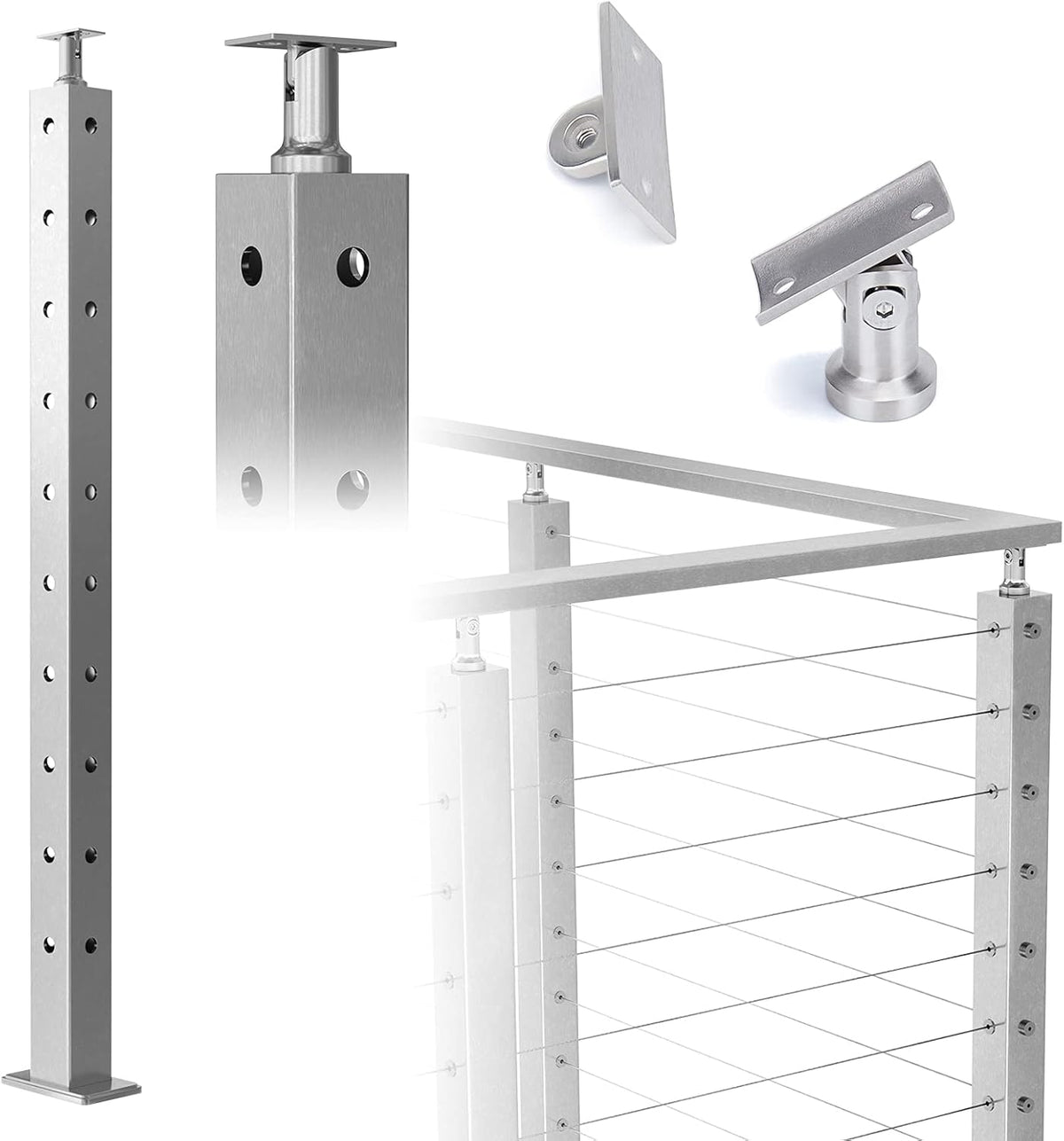Stainless Steel Square Cable Railing Post F349