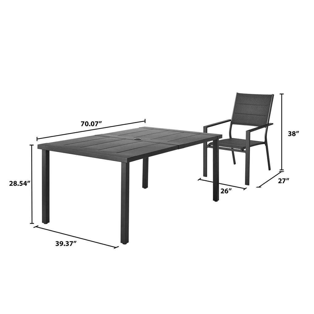 Black 7-Piece Outdoor Patio Dining Set T986