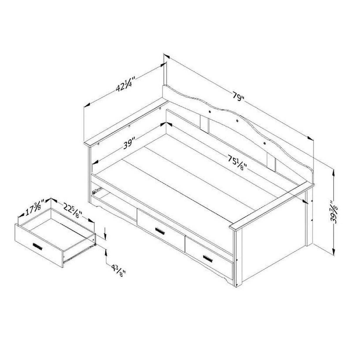 White Twin Daybed with Storage U693459