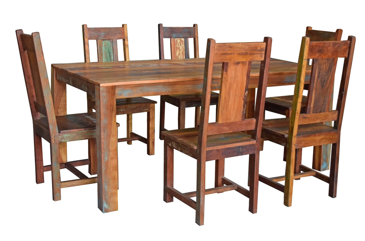 Brown Distressed Solid Wood Rectangular Dining Table I748511