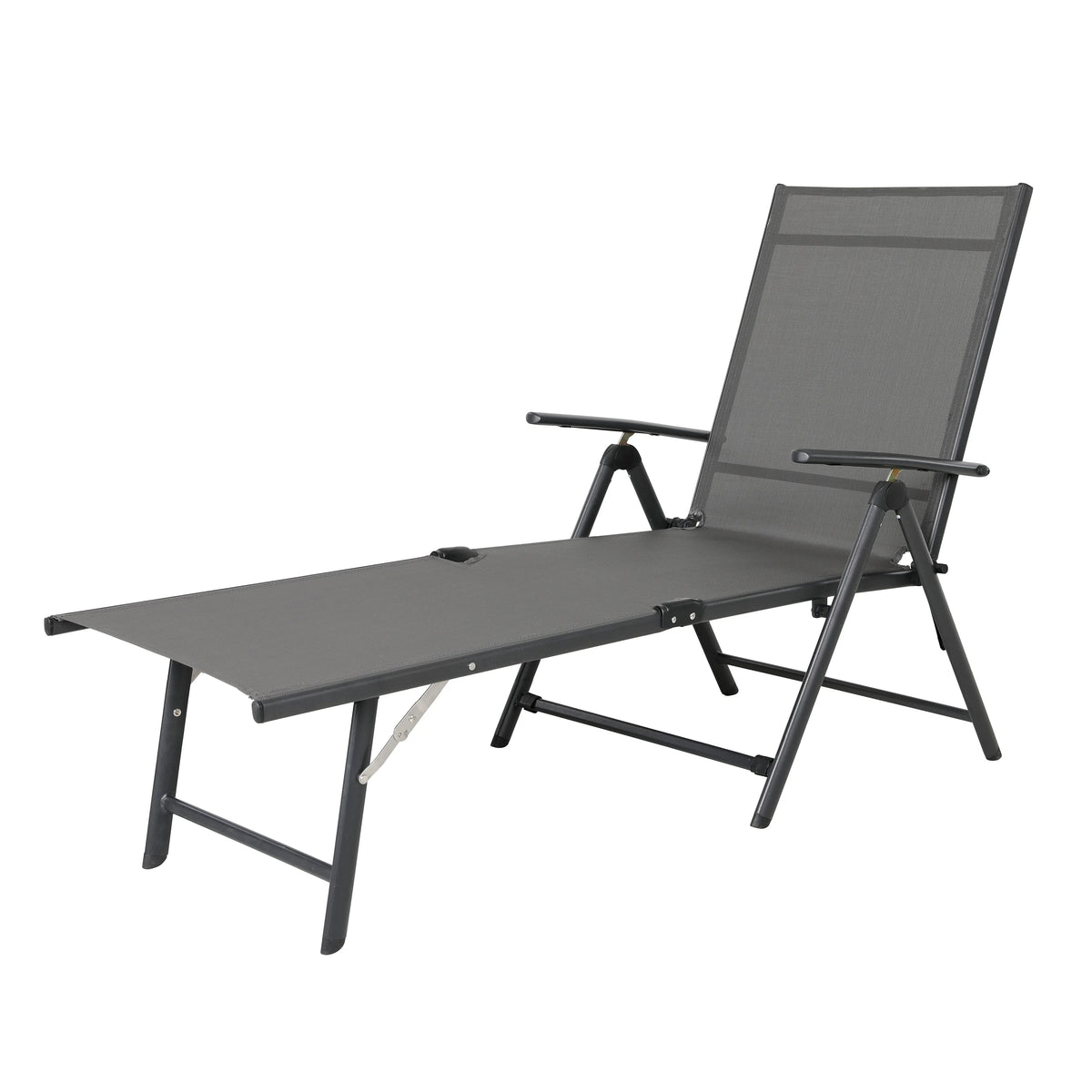 Outdoor Textilene Mesh Single Chaise Lounge Grey R252