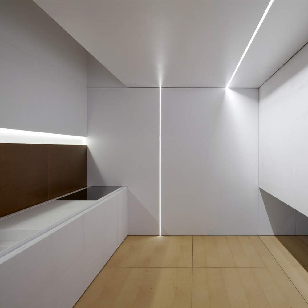 Plaster-in LED Aluminum Channel 6-Pack 3.3ft/1m with Flange for LED Strip, Drywall Aluminum Profile with Clip-in Diffuser and End Caps H78112