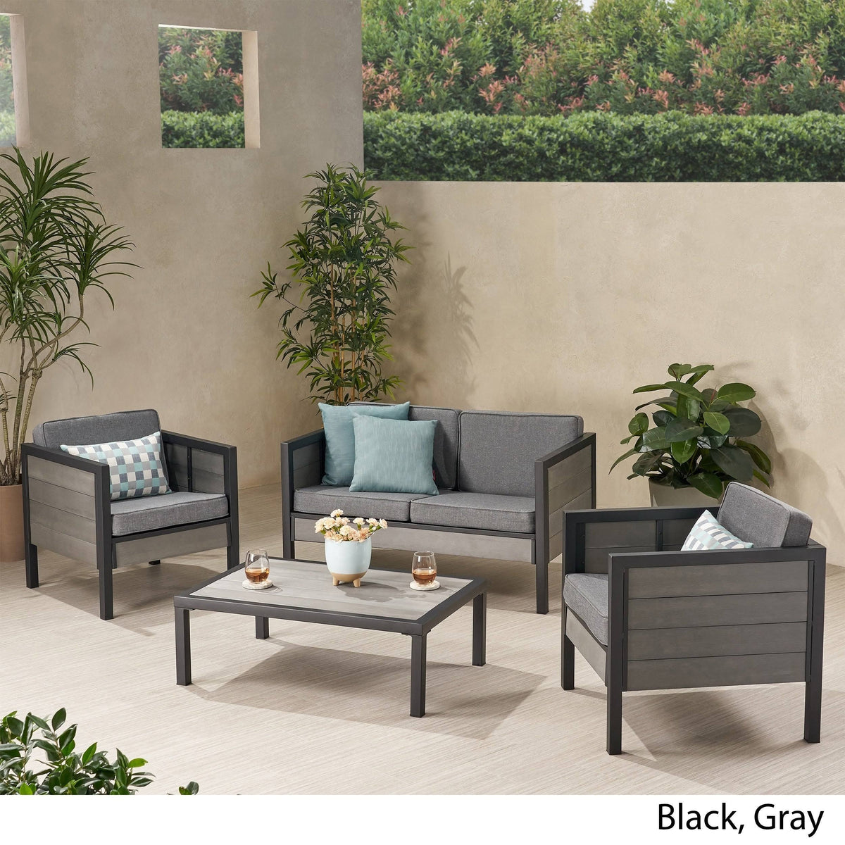 4pc Faux Wood Chat Set - Gray B882096