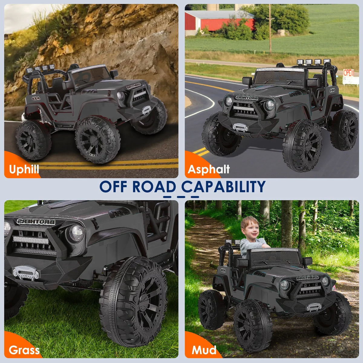 24V Electric Kids Ride On Truck Car with 2 Seaters Black F384