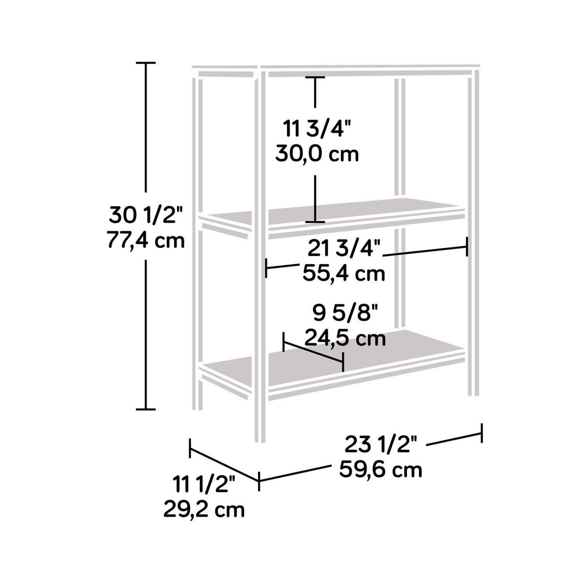 3 Shelf Bookcase, Charter Oak Finish Y97474