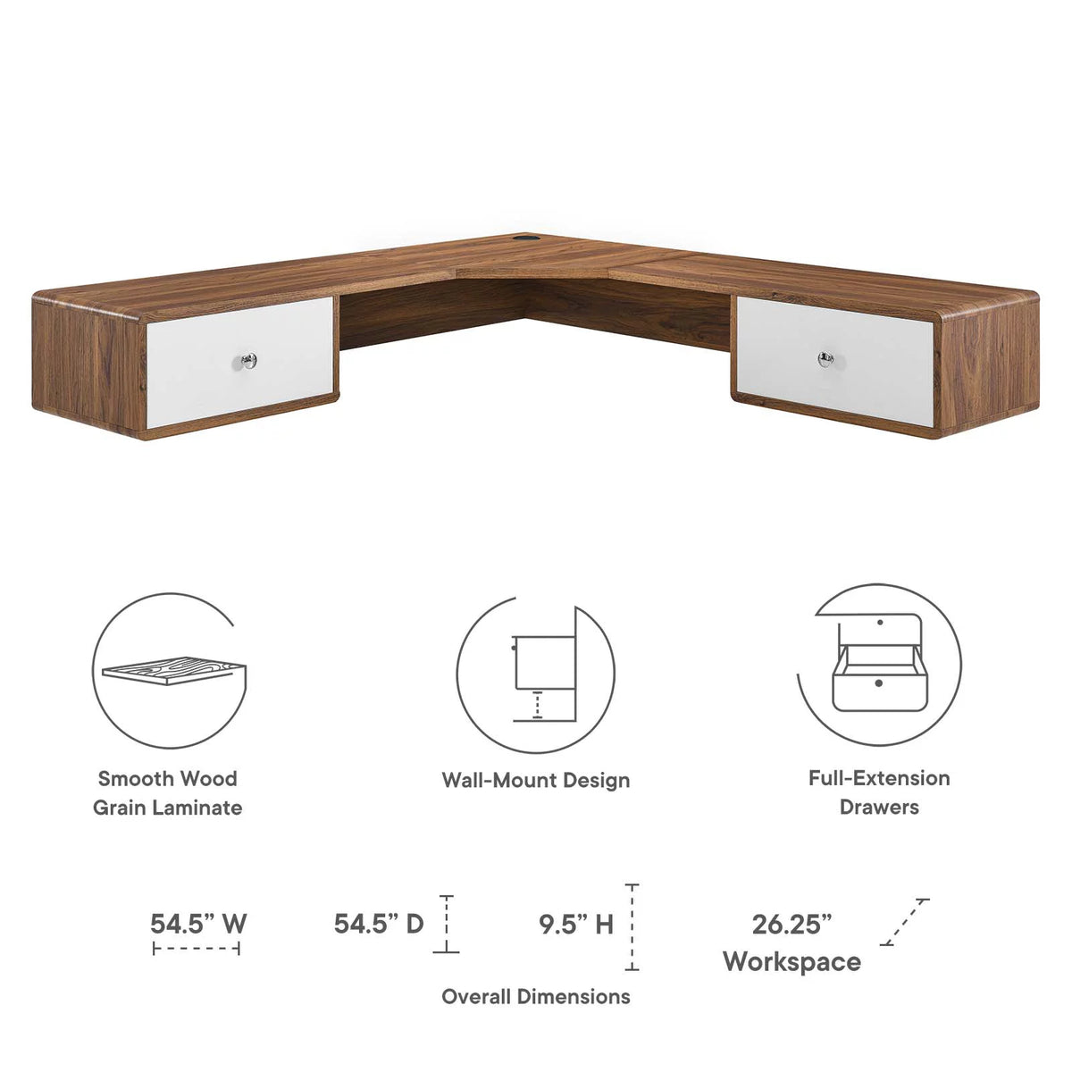 White Walnut Wood Computer Work Desk N170358