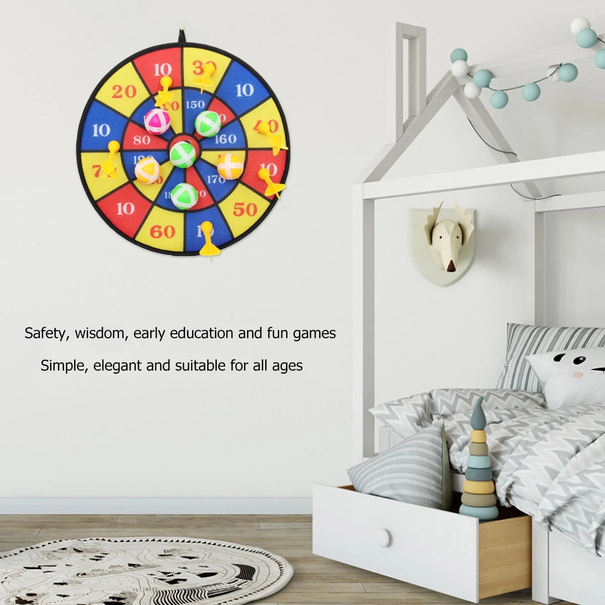Flocking Dart Board with 4pcs Darts Dartboard Set E46648