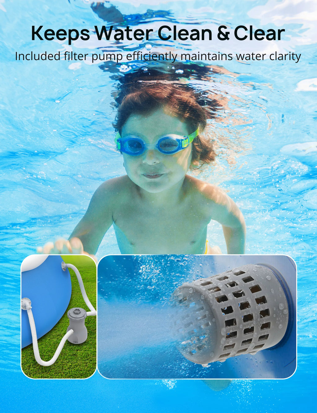 15ft 35in Above Ground Pool with Filter Pump, Ground Cloth and Cover V74276