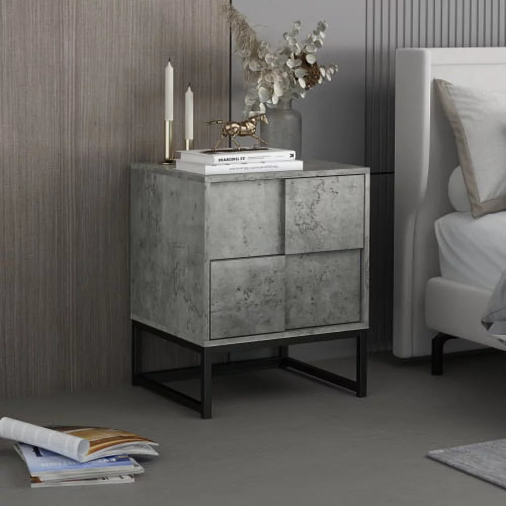 Gray 2 Drawer Wooden Storage Cabinet M6669