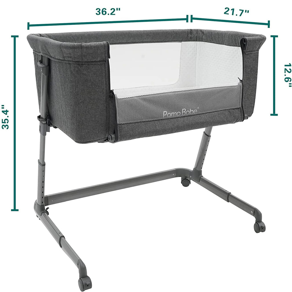 Grey Bassinet with Wheels and Folding Frame H3771